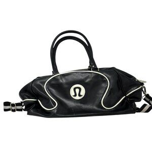 LULULEMON Black Gym Duffle Bag Vintage 90's Large Travel Multi Compartment Strap